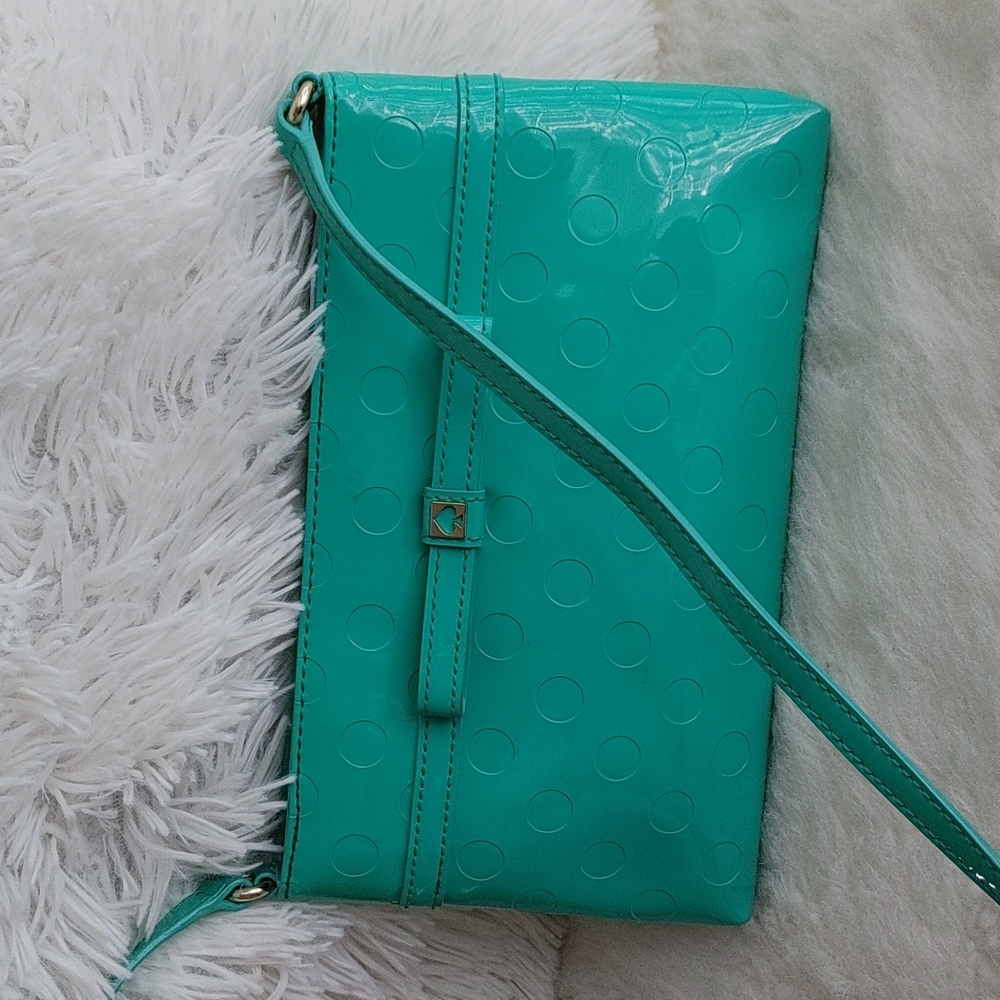 Kate Spade Camilla Street Amy Bow Turquoise green patent crossbody